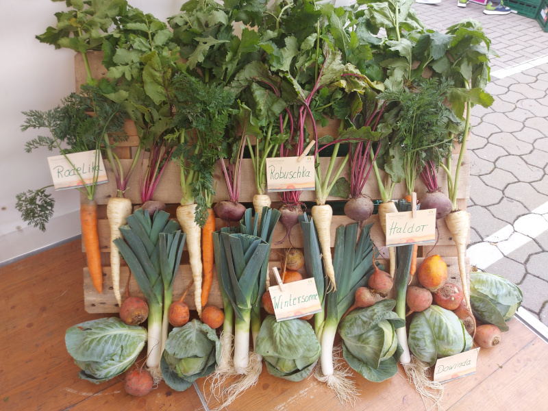 Palette mit Gemüse bei der Terra-Hausmesse
